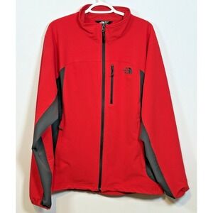 The‎ North Face Mens XL Red Grey Soft Shell Jacket Full Zip Outdoor Adventure